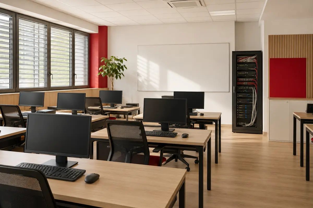 Aula informática y red de un centro educativo